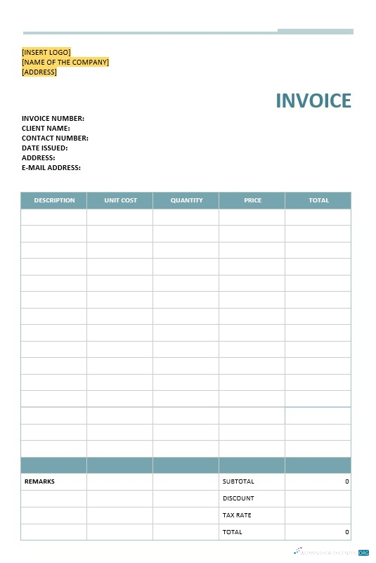 Download Blank Software Invoice Template Photoshop template